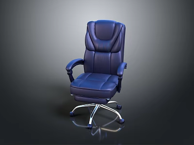 Blue Leather Office Chair With Ergonomic Design And Swivel Base 3d model