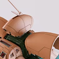 Green and Brown Mecha Robot Model with Arm Cannon and Mechanical Joints