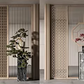 New Chinese style partition glass screen partition image wall 3d model