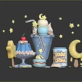 Cute Sweet Desserts Including Ice Cream Cake Star Moon Shaped Treats