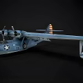 Blue Vintage American Fighter Jet Model With Twin Propellers And Number 73