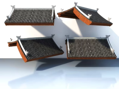 Traditional Chinese Style Sofa Combination With Classic Roof Inspired Design Elements 3d model