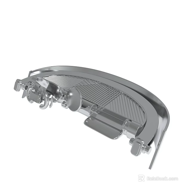 Silver Curved Metal Mechanical Part With Industrial Component Features 3d model