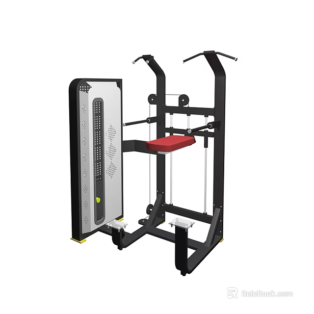 Professional Fitness Equipment with Black Frame Red Seat and Silver Control Panel 3d model 