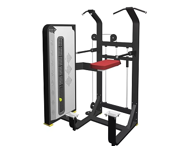 Professional Fitness Equipment with Black Frame Red Seat and Silver Control Panel 3d model