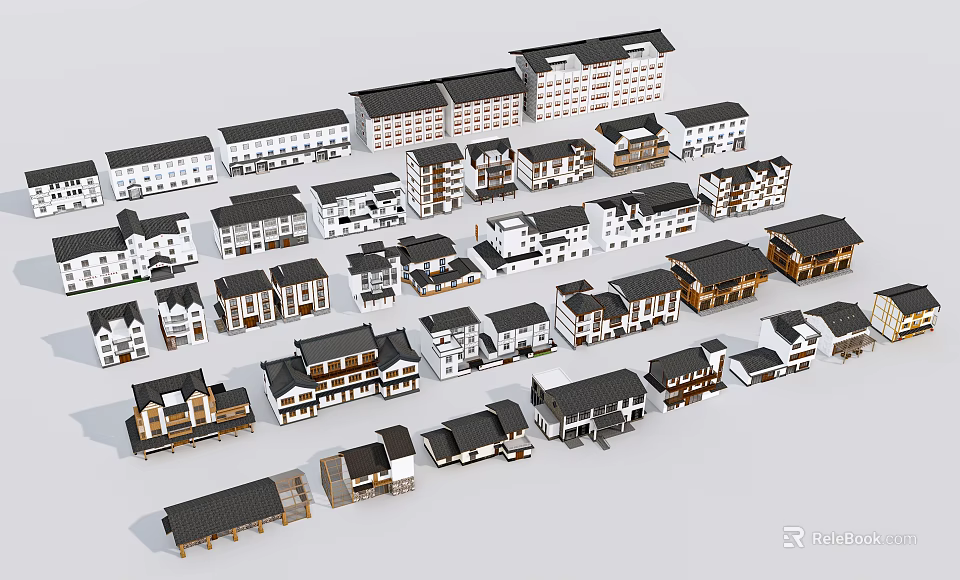 Various Architectural House Models Collection Showcasing Different Styles 3d model 