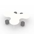 Modern Irregular Shaped White Table With Gray Stools For Home Decor