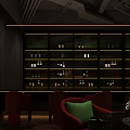 Stylish Modern Bar Interior Design With Wine Racks Red Chairs And Green Cushions