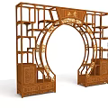 Traditional Chinese Wooden Curio Shelf With Circular Arch Design And Carved Multi-layer Compartments
