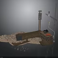 Industrial Construction Site Scene Components With Crushed Stones Wooden Planks And Metal Pipes