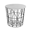 Modern Round Dining Table With Light Colored Top And Black Geometric Metal Frame 3d model