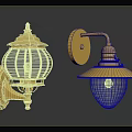 Vintage Gold Metal Wall Lamps With Glass Shades And Decorative Design