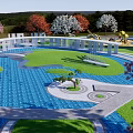 Lush Park Landscape Featuring Curved Water Ponds Green Lawns And Colorful Trees