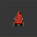 Red and White Garbage Truck Featuring Mechanical Arm and Red Dumpster Bed