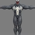 Venom Game Movie Character With Black Appearance White Spider Symbol And Muscular Build Arms Outstretched