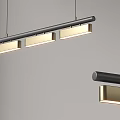 Modern Minimalist Linear Pendant Light With Black Gold Metal And Multiple Illuminated Lamps