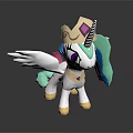 White Winged Pony Character With Colorful Mane Crown And Purple Eyes