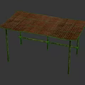 Modern Table With Copper Toned Textured Surface And Slender Metal Legs