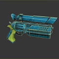Futuristic Blue Green Sci Fi Weapon With Modern Design And Perforated Details