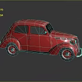 Red Vintage Classic Car With Retro Rounded Body And Chrome Grille Design