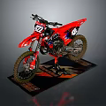 Red Motocross Dirt Bike With 722 Racing Number On Display Stand