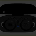 JBL Gray True Wireless Earbuds With Open Charging Case And Brand Logo 3d model