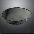 Hand Carved White Bowl With Brown Rim And Blue Decorative Patterns Marguerite Lettering