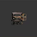 Rusty Old Truck With Red And Yellow Rusty Body Open Doors And Damaged Roof