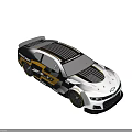 Chevrolet ZL1 Race Car With White Black Gold Livery Goodyear Tires And Aerodynamic Body Kit