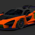Orange Sports Car With Black Green Accents And Rear Spoiler Design