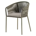 Modern Black Woven Leisure Chair With Light Colored Cushion And Metal Legs