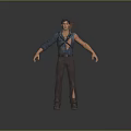 Archer Adventurer In Blue Shirt Brown Pants With Wolf Creature Companion