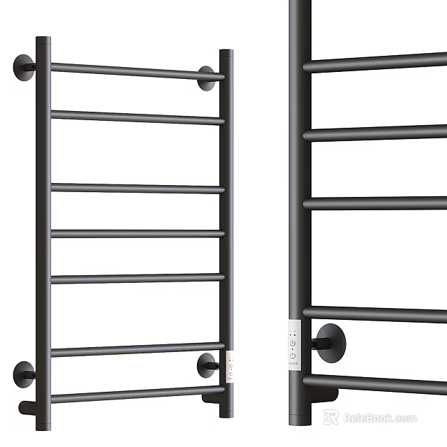 Modern Black Bathroom Towel Rack With Multi Bar Wall Mounted Design 3d model 