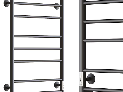 Modern Black Bathroom Towel Rack With Multi Bar Wall Mounted Design 3d model