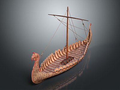 Modern Dragon Boat Wooden Dragon Boat Sailing 3d model