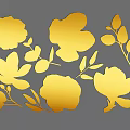 Stylish Flat Design Golden Flower and Leaf Decorative Patterns on Gray Background 3d model