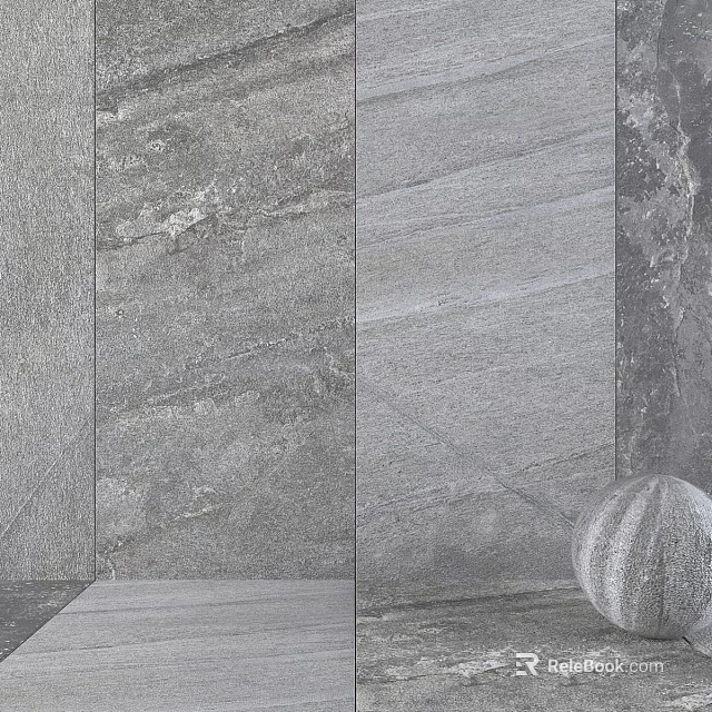 Gray Natural Stone Slab Components With Textured Surface For Interior Decoration 3d model