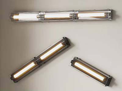 Modern Long Strip Wall Mounted Lamps With Transparent Glass Shade And Warm Yellow Lighting 3d model