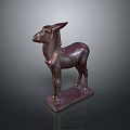 Vintage Metallic Deer Sculpture Standing On Square Base With Elegant Smooth Finish