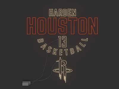 Neon Lighting Combination with Houston Harden 13 Basketball Rockets Logo Design 3d model