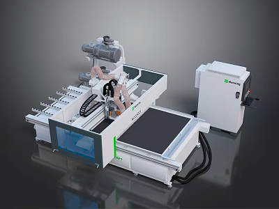 High Precision Computer Controlled CNC Milling Machine With Worktable And Control Cabinet 3d model