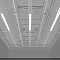 Modern Grid Ceiling Design With Linear Recessed Lights And Metal Framework