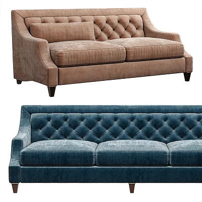 Brown and Blue Velvet Tufted Multi Seat Sofa for Living Room Interior Decor 3d model