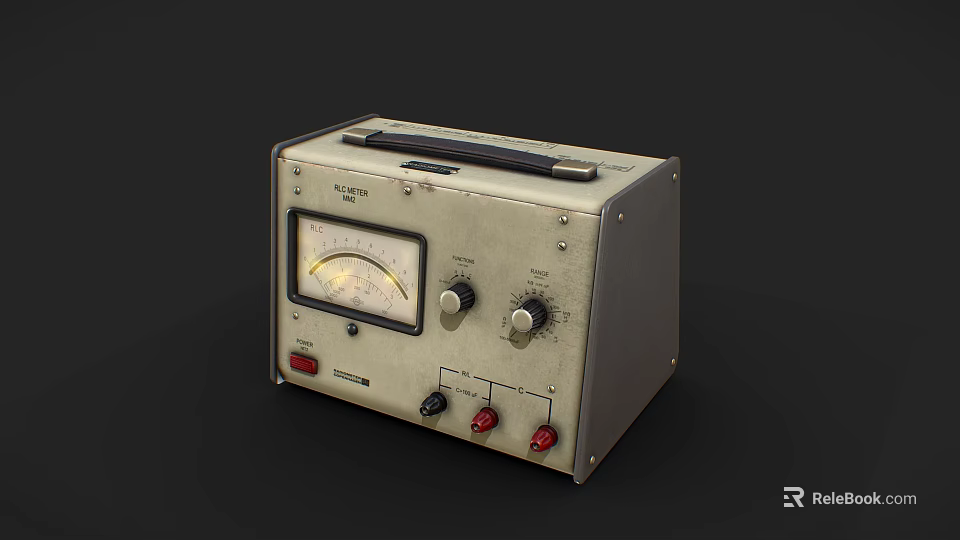 Vintage Electronic Testing Equipment With Analog Meter Control Knobs And Metal Casing 3d model
