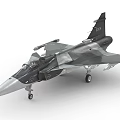 Gray Military Gripen Fighter Jet Model With Missiles And Landing Gear