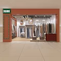 Stylish Clothing Store Interior With Hanging Fashion Apparel Display Racks And Mirrors