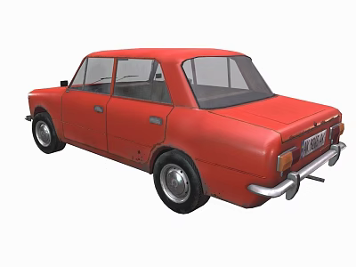 Classic Red Sedan Car With Vintage Body Design And Chrome Wheels Rear View 3d model