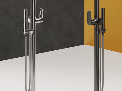 Modern Sleek Stainless Steel Tall Faucets With Black And Silver Design For Home 3d model