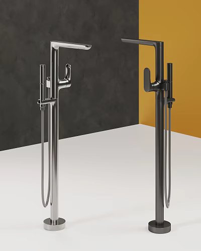 Modern Sleek Stainless Steel Tall Faucets With Black And Silver Design For Home 3d model