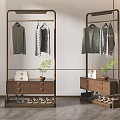 Traditional Chinese Hanger Racks With Clothes Storage And Decorative Plants